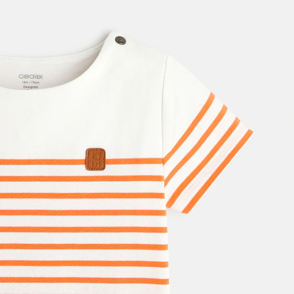 T-shirt marinière orange bébé garçon