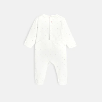 Dors-bien velours brodé 3D blanc bébé fille