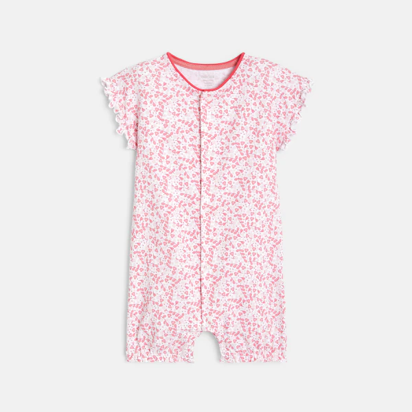 Combi courte fleurie rose bébé fille