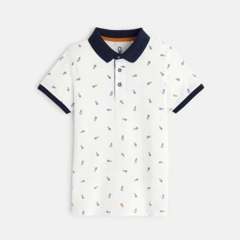 Polo imprimé blanc garçon