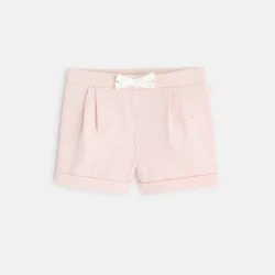 Short à plis en molleton rose bébé fille