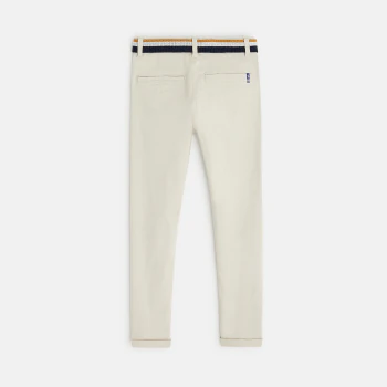 Pantalon chino ceinturé en toile beige garçon