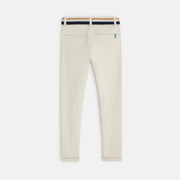 Pantalon chino ceinturé en toile beige garçon