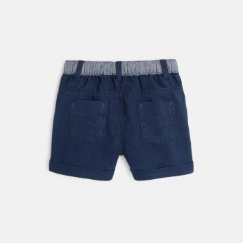 Short en lin et coton bleu bébé garçon