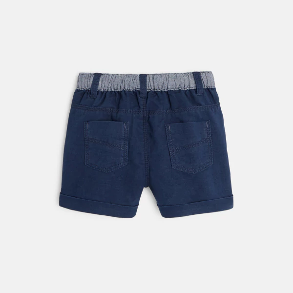 Short en lin et coton bleu bébé garçon