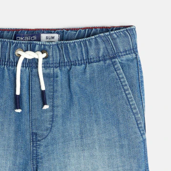 Bermuda slim en jean bleu garçon