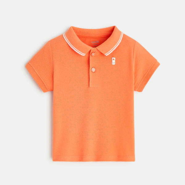 Polo maille piquée uni orange bébé garçon