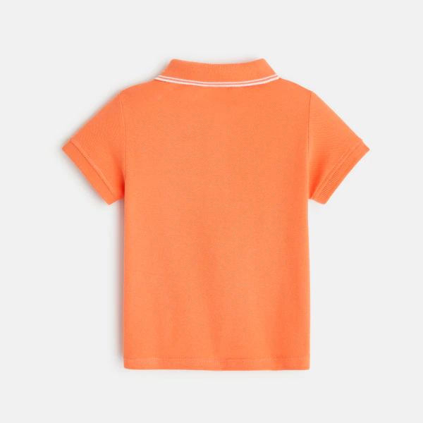 Polo maille piquée uni orange bébé garçon