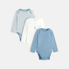 Body en jersey (lot de 3) bleu naissance