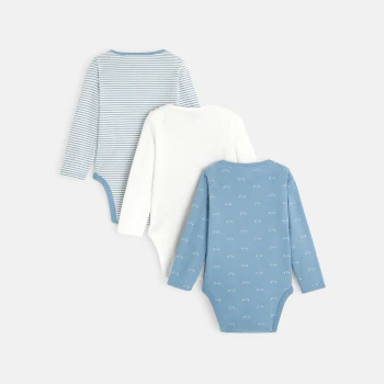 Body en jersey (lot de 3) bleu naissance