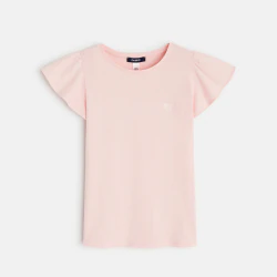 T-shirt à manches courtes volantées rose fille