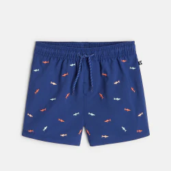 Short de bain brodé bleu garçon