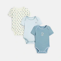 Body col us animaux (lot de 3) bleu naissance