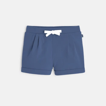 Short à plis en molleton bleu bébé fille