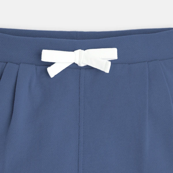 Short à plis en molleton bleu bébé fille