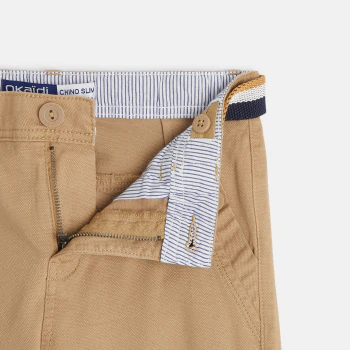 Pantalon chino ceinturé en toile beige garçon