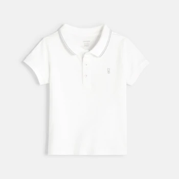 Polo maille piquée uni blanc bébé garçon