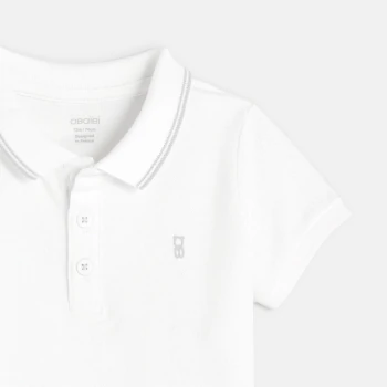 Polo maille piquée uni blanc bébé garçon