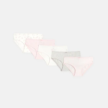 Culottes en coton (lot de 5) rose fille