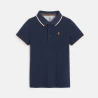 Polo piqué col couleur bleu garçon