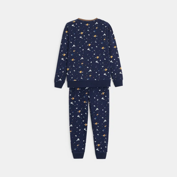 Pyjama 2 pièces motif planètes bleu garçon