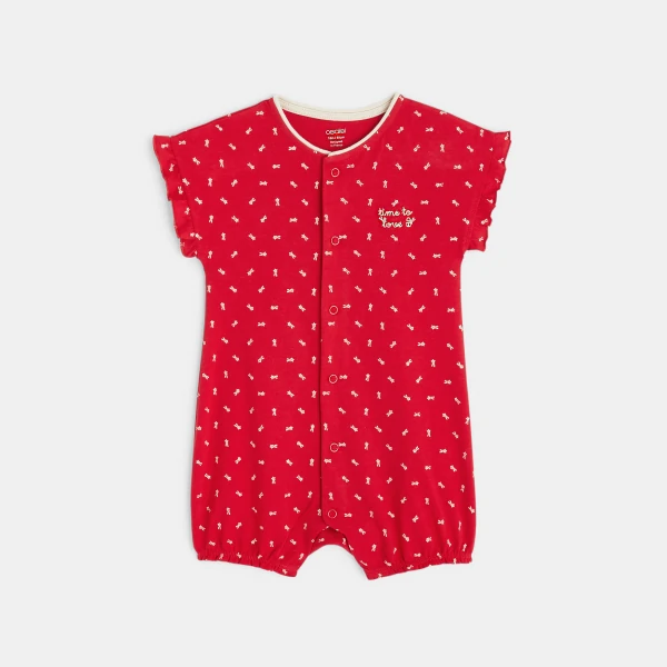 Combishort coton étoiles rouge bébé fille