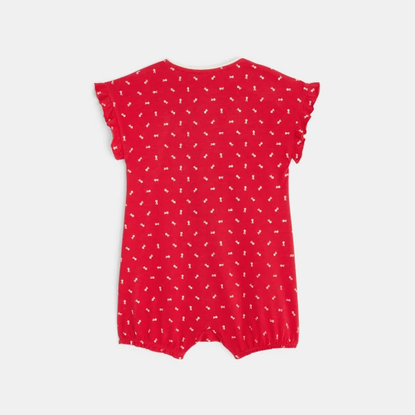 Combishort coton étoiles rouge bébé fille