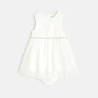 Robe chic bi-matière avec bloomer blanche bébé fille