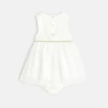 Robe chic bi-matière avec bloomer blanche bébé fille