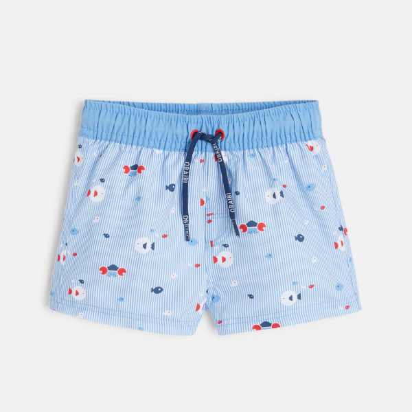 Short de bain anti UV rayé bleu bébé garçon