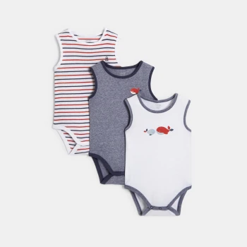 Body débardeur marin (lot de 3) rouge naissance