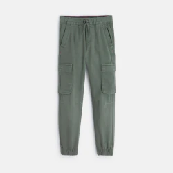 Pantalon cargo en toile vert garçon