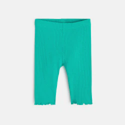 Legging corsaire maille côtelée unie vert bébé fille