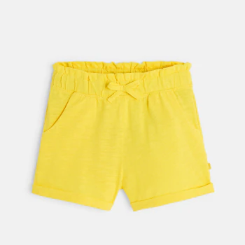 Short en jersey uni jaune fille