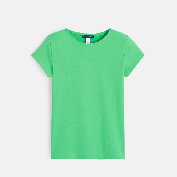 T-shirt manches courtes uni vert fille