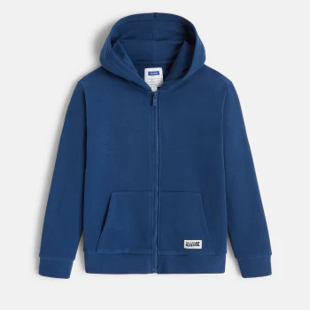 Sweat zippé à capuche bleu garçon