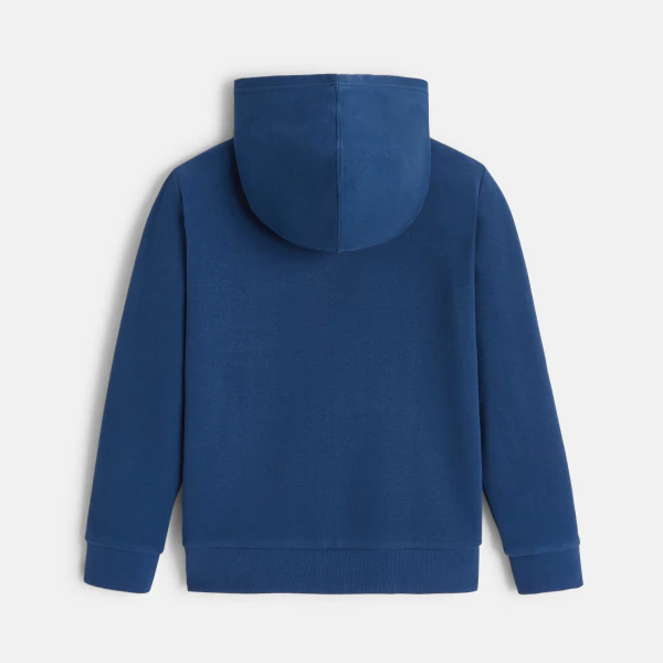 Sweat zippé à capuche bleu garçon