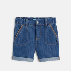 Short denim à revers bleu...