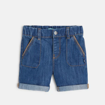 Short denim à revers bleu bébé garçon