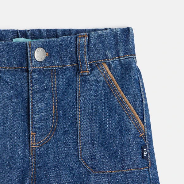 Short denim à revers bleu bébé garçon