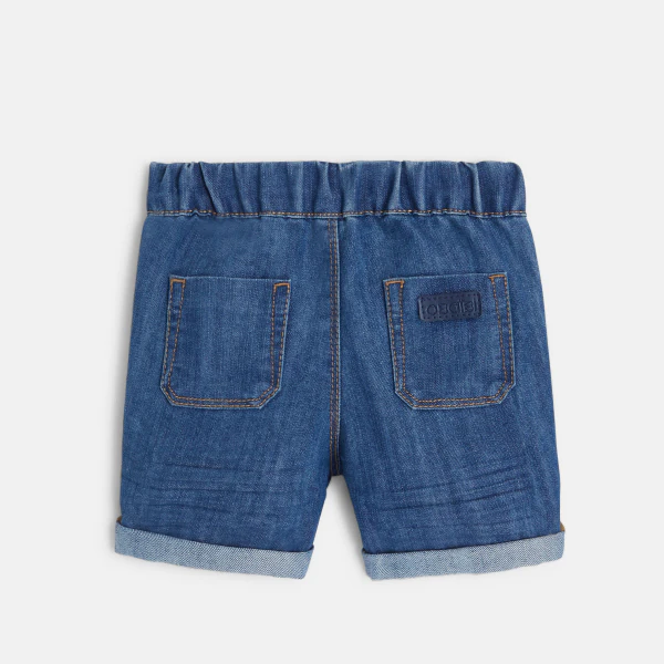 Short denim à revers bleu bébé garçon