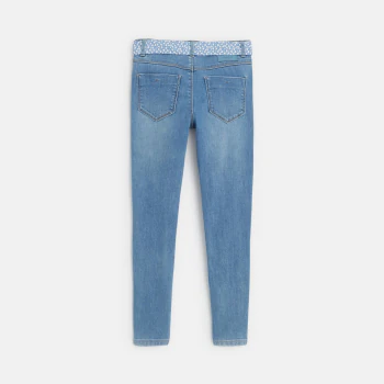 Jean skinny ceinturé bleu fille