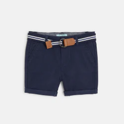 Short à revers coton fantaisie bleu bébé garçon