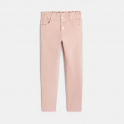 Pantalon mom paper bag rose fille