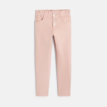 Pantalon mom paper bag rose fille