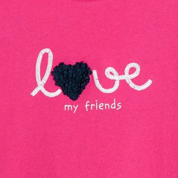 T-shirt manches courtes message love rose fille