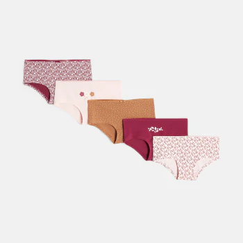 Culottes boxers en jersey (lot de 5) rose fille