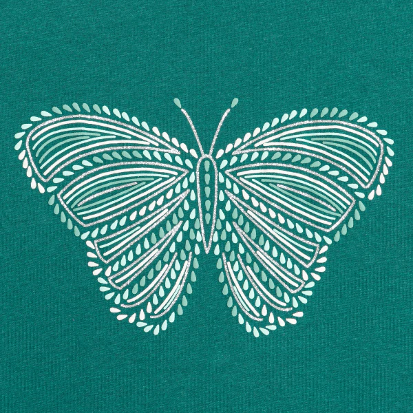 T-shirt à motif pailleté papillon vert fille