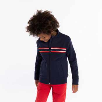 Sweat-shirt zippé col montant bleu garçon