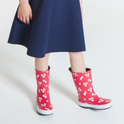 Bottes de pluie fleuries rouges fille